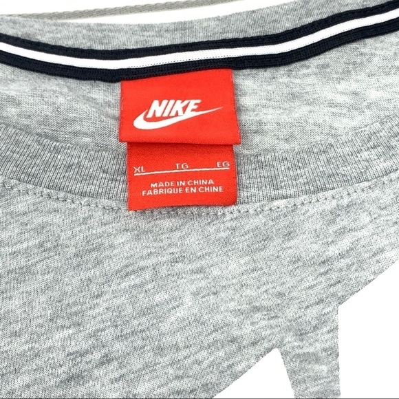 Nike Relaxed Fit Big Swish Logo Long Sleeve Shirt Size XL Gray Orange Scoop Neck - Picture 9 of 16